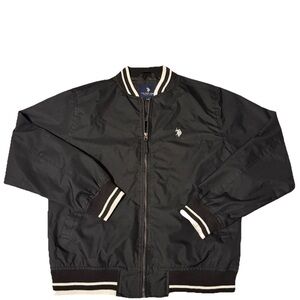 Men’s US Polo Assn. Black Bomber Jacket Large Full Zip ,Preowned.